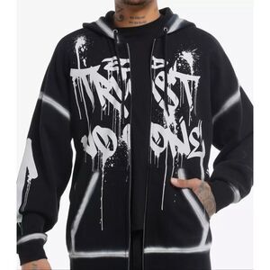 Hot Topic Social Collision Trust No One Graffiti Hoodie Black Nwot Mens Small Un